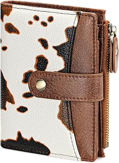 FALAN MULE Small Wallet for Women Leather RFID Blocking Bifold Credit Card Holder with Zipper Coin Pocket