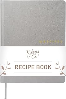 Rileys Recipe Book 8.5x11, Blank Recipe Journal to Write Own Recipes, Grey