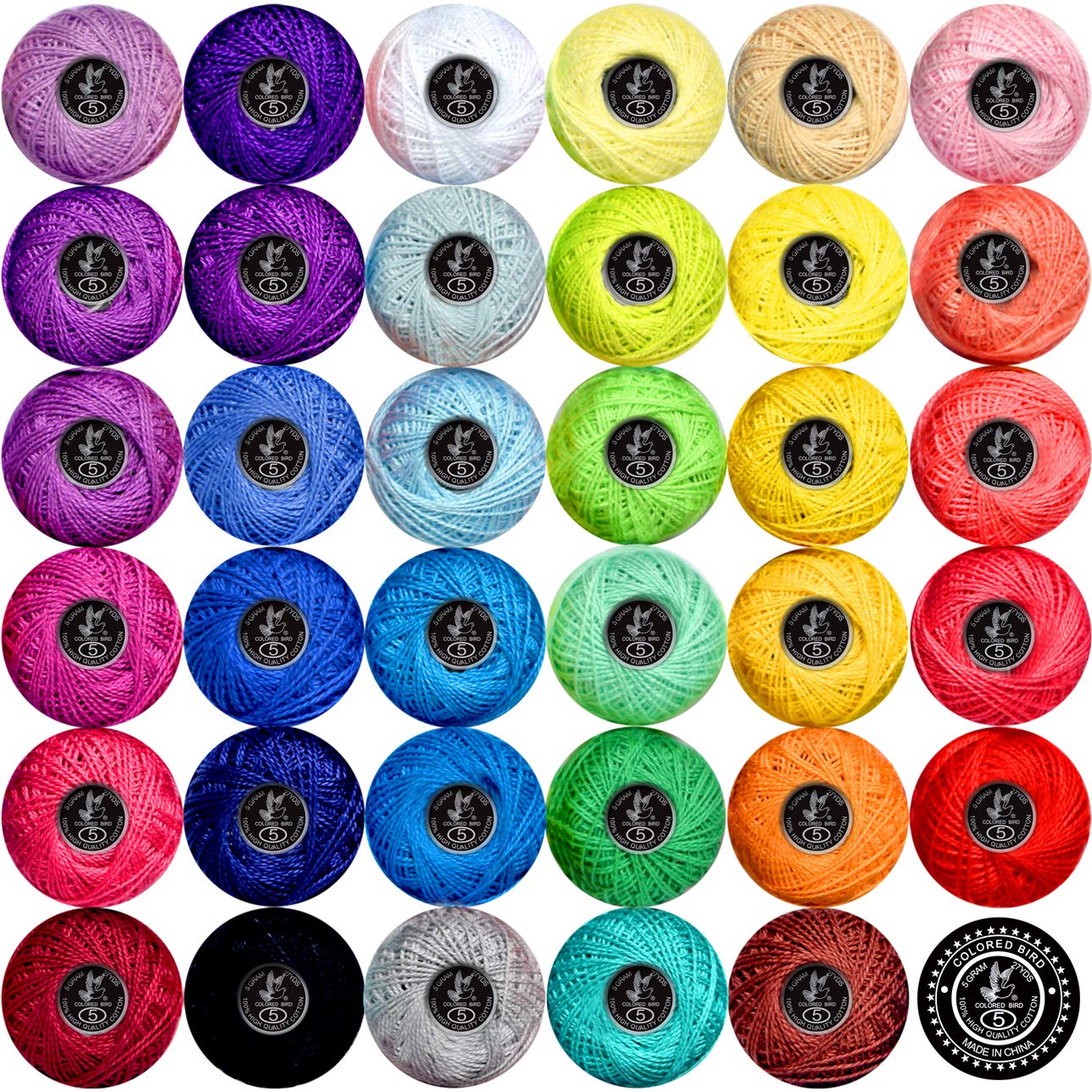 Crochet Thread Cotton Yarn Threads Balls 35 Balls Popular Rainbow Colors of Size