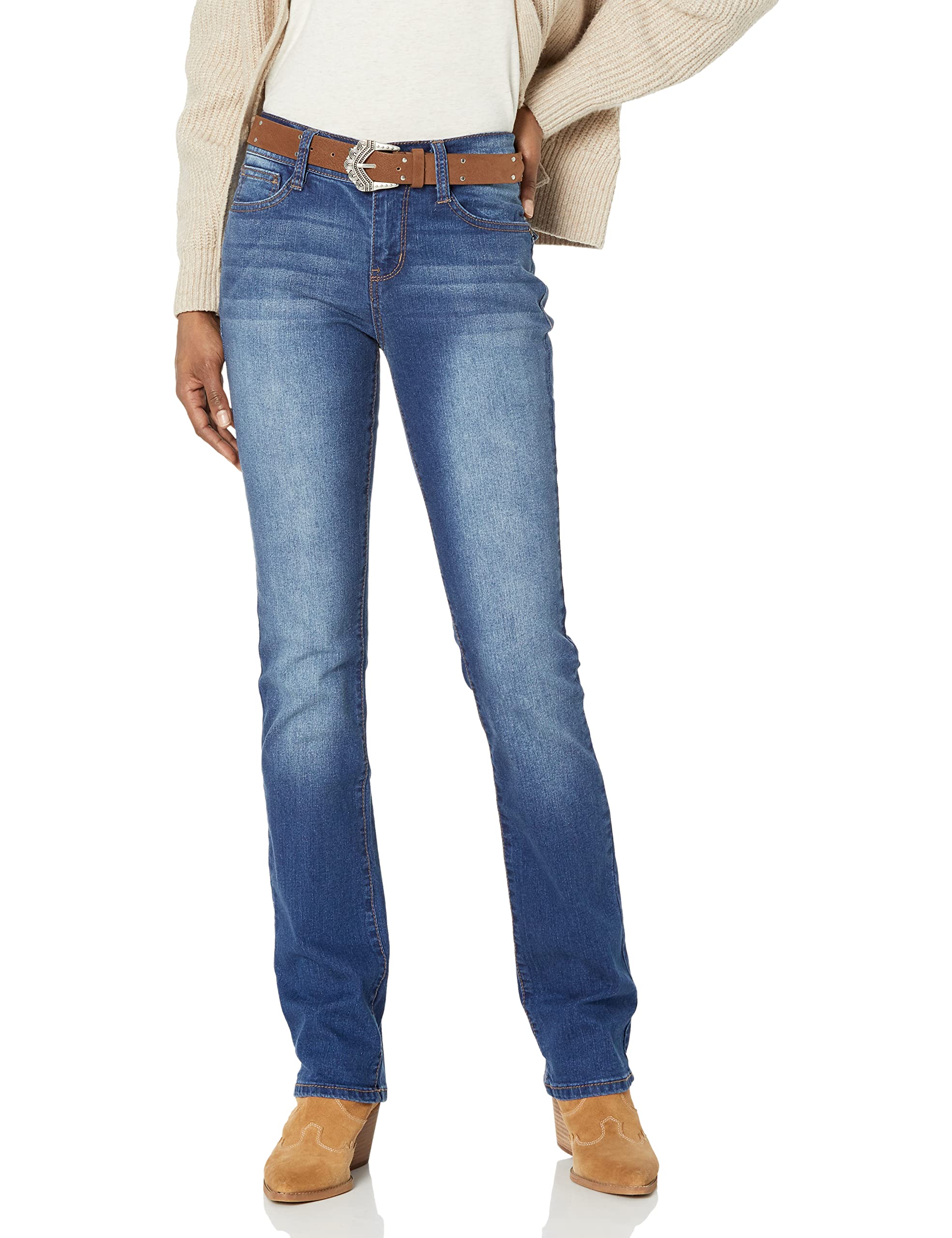 WallFlower Jeans Women's Legendary Slim Bootcut Mid-rise Belted Insta Stretch Ju