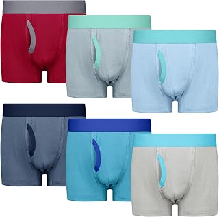 BIG ELEPHANT 6-Pack Boys Boxer Briefs, 100% Cotton Toddler Underwear