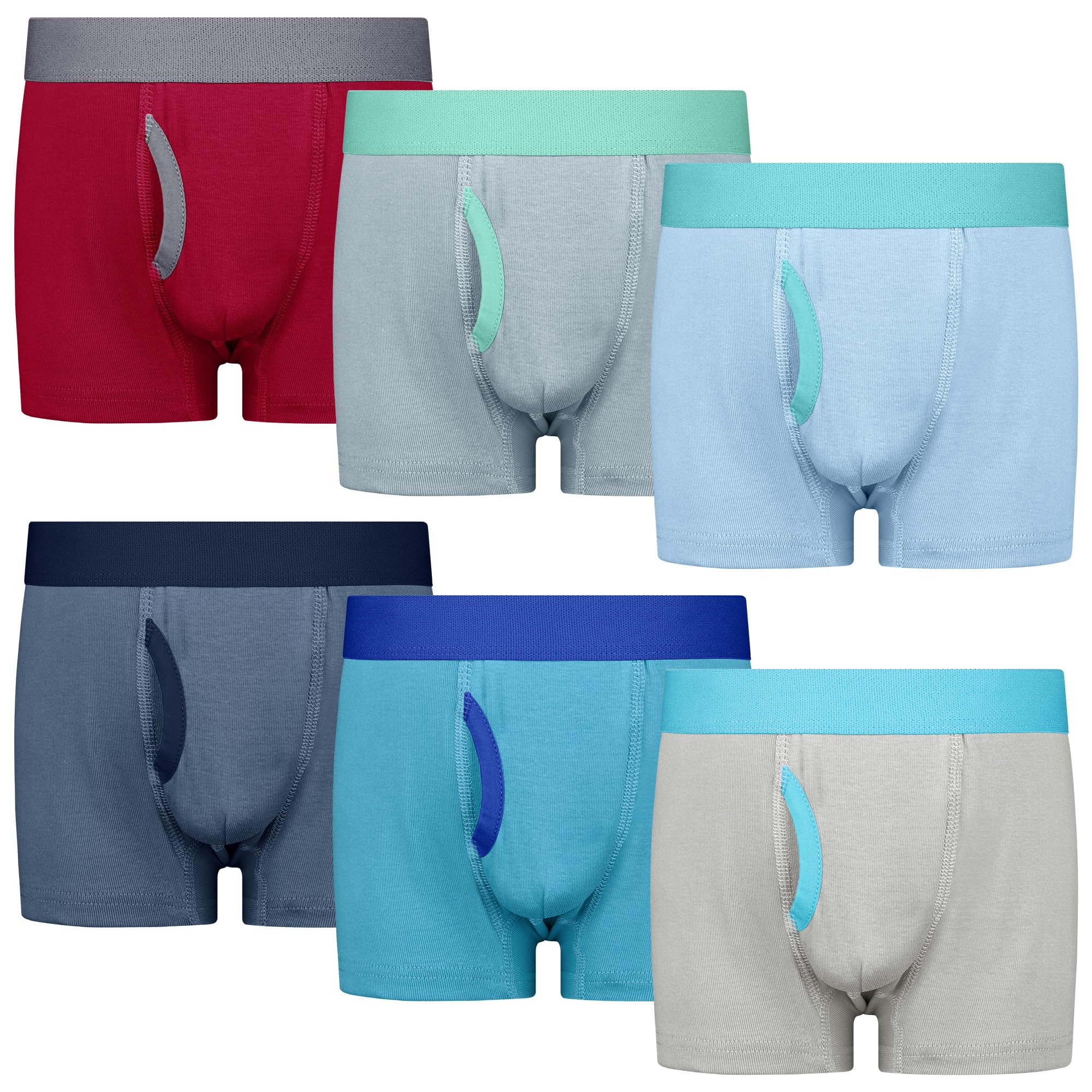 BIG ELEPHANT 6-Pack Boys Boxer Briefs, 100% Cotton Toddler Underwear