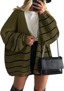 PRETTYGARDEN Women Oversized Cardigan Sweaters 2025 Autumn Long Sleeve Lantern Knit Open Front Lightweight Sweater