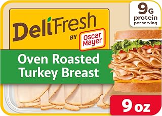 Oscar Mayer Deli Fresh, Oven Roasted Turkey Breast, 9 oz Pack | 9g Protein, 100% Turkey Breast, No Nitrates or Nitrites Added, Gluten-Free, Fully Cooked & Ready-to-Eat, Resealable
