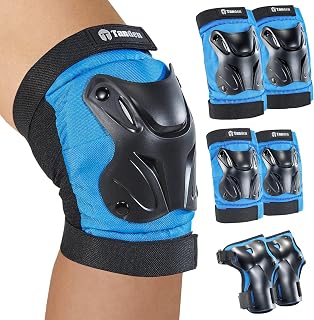 Tanden Skating Protective Gear Elbow and Knee Pads Adult, Knee Pads for Men Women Elbow Pads Wrist Guards for Roller Skating Cycling Skateboarding Blue