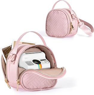 Mini Camera Bag Compatible with 2nd Generation Polaroid Go Instant Cameras - Small Crossbody Bag with Pockets and Shoulder Strap, pink, 11,7 x 8,1 x 11,9 cm, Travel Bags