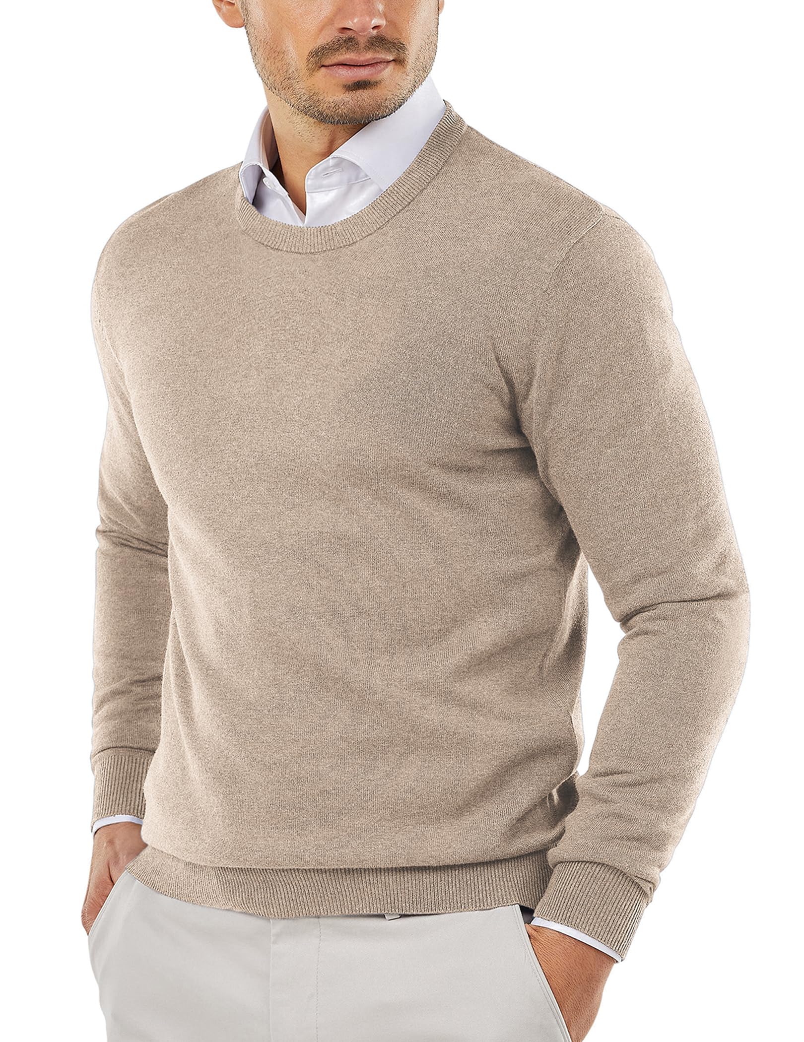 COOFANDY Men's Crew Neck Sweaters Lightweight Knitted Pullover for Casual or Ele