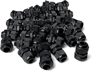 MGI SpeedWare Strain Relief NPT Nylon Cord Grip Cable Glands - 100 Pack (1/2", Black)