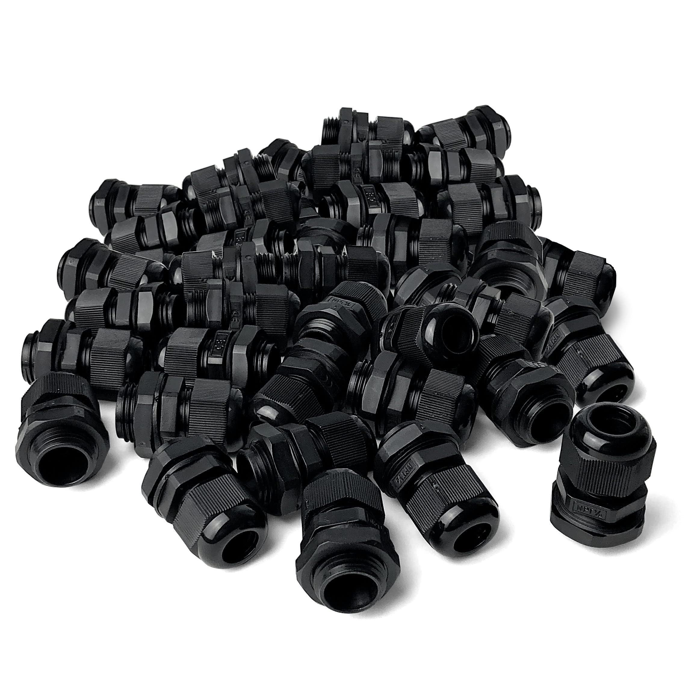 MGI SpeedWare Strain Relief NPT Nylon Cord Grip Cable Glands - 100 Pack (1/2", B