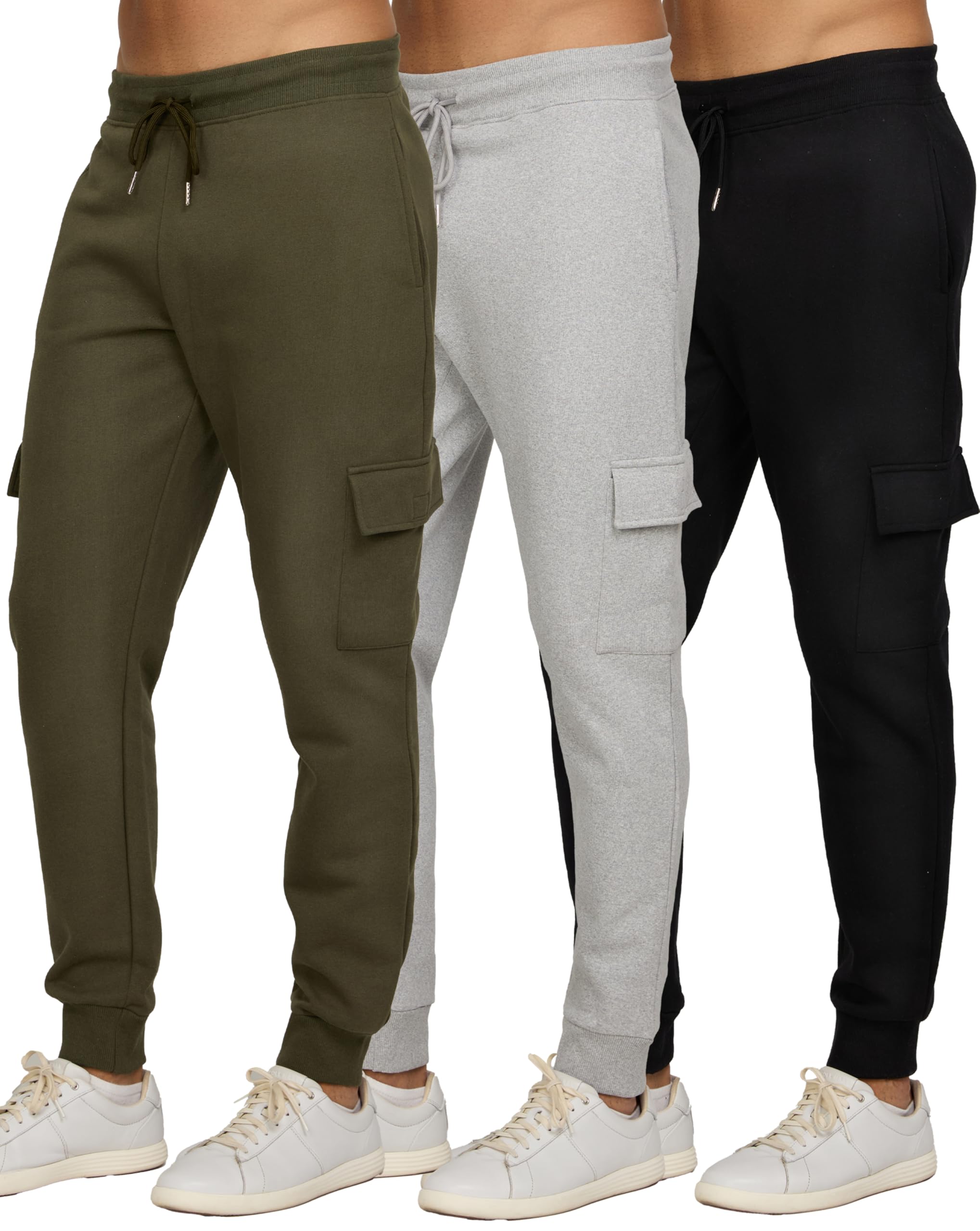 PURE CHAMP Mens 3 Pack Fleece Active Athletic Workout Jogger Sweatpants for Men 