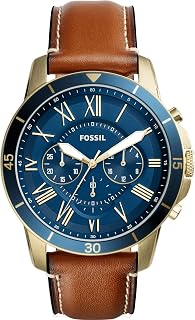 FOSSIL Grant Men's Watch 44mm Case Size Quartz Chronograph Genuine Leather Strap