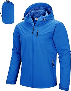 33,000ft Men's Packable Rain Jacket Waterproof Raincoat with Hood