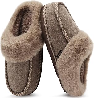 KuaiLu Womens Memory Foam Moccasin Slippers Plush House Comfy Warm Shoes