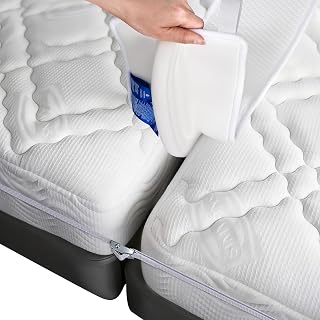 FeelAtHome 8Inch Bed Bridge Twin to King Converter with Adjustable Strap | Foam Mattress Conversion Extender & Split King Gap Filler Kit for Guest Room, Vacation Rentals, Hotel, Eedroom, Dorm