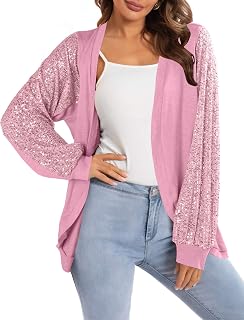 Sequin Cardigans for Women Sparkly New Year Tops Open Front Outerwear Coat Shimmer Glitter Loose Jackets
