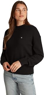 Calvin Klein Jersey Mujer Monogram Embro Crewneck Sweater de algodón