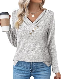 Zeagoo Long Sleeve Women's V-Neck Tops Long Sleeve Shirt Lightweight Pullover Basic T-Shirt Tops Plain Long Shirt