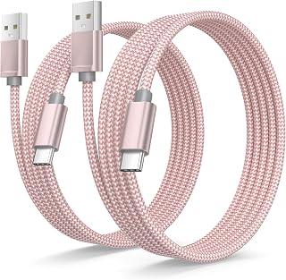 Basesailor for iPhone Duo 18 17 16 Pro Max Charger Cord,USB to USB C Cable,Type C Charging Power Cord for Apple 17e 15 iPad 10 Air 4 5,Samsung Galaxy S26 S25 S24 S23,Pink,2Pack 6.6FT(2M)