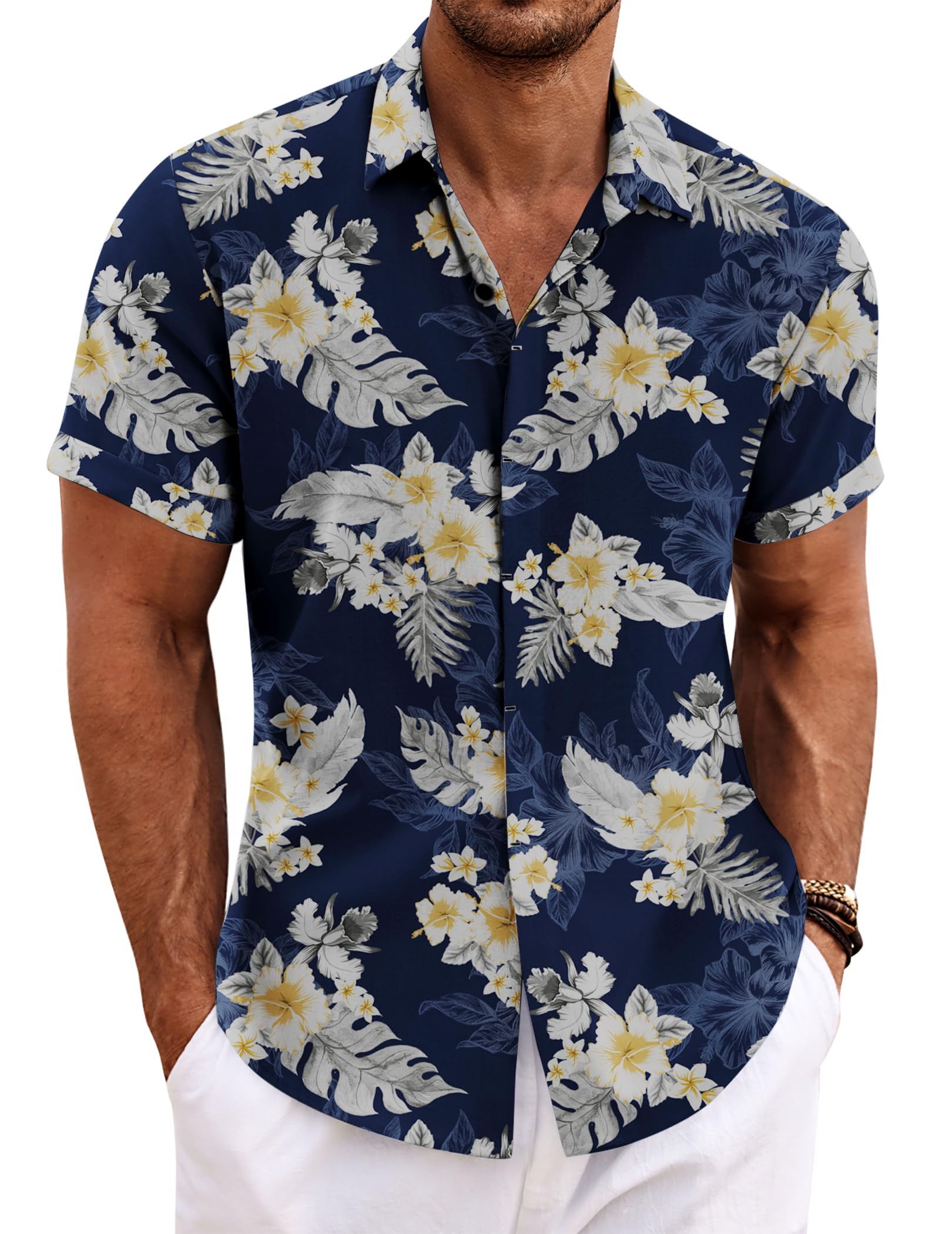 COOFANDY Men's Linen Shirts Short Sleeve Casual Shirts Button Down Shirt for Men