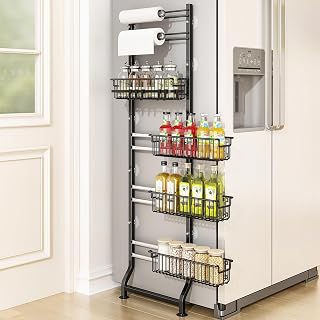 BUKFEN 6-Tier Slim Corner Shelf, Spice Rack Narrow Storage Next to Fridge