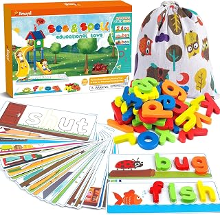 KMUYSL See & Spell Learning Toy, Spelling Game for Kids Ages 3-6 | CVC Word Builder with Alphabet Cards for Preschool Learning Activities, Word Building, Learn to Read, Birthday Gifts