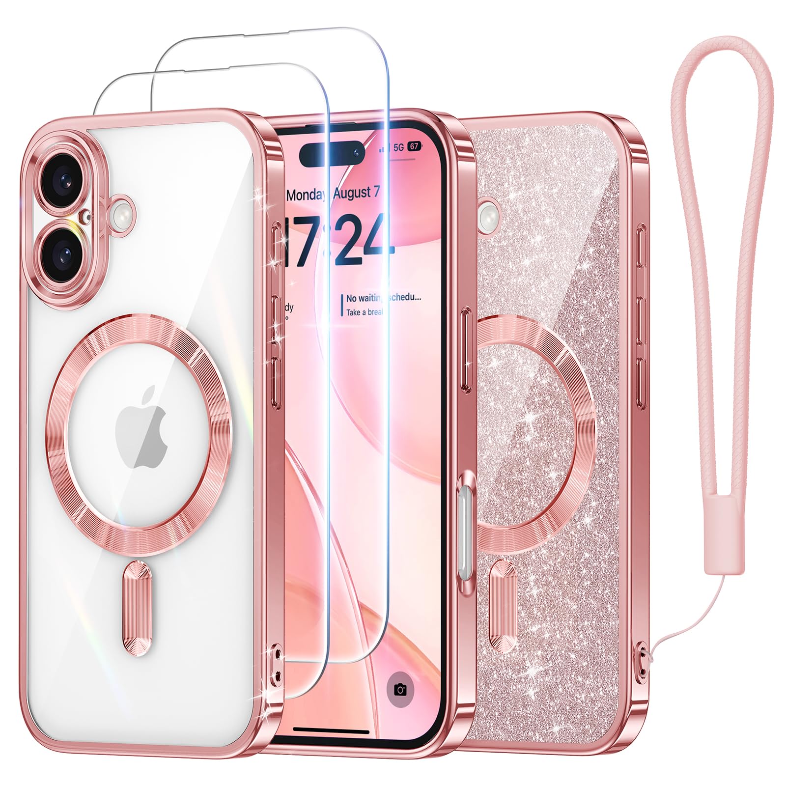 Meifigno iPhone 16 Case, [MagSafe Compatible][2x Screen Protector][Shining Cardb