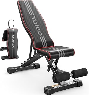 YOLEO Adjustable Weight Bench, 827LBS Foldable Workout Bench for Home Gym | 98% Pre-Assembled, 84-90 Positions Incline Decline Flat, Foldable Gym Bench with Wider Seat for Home Gym