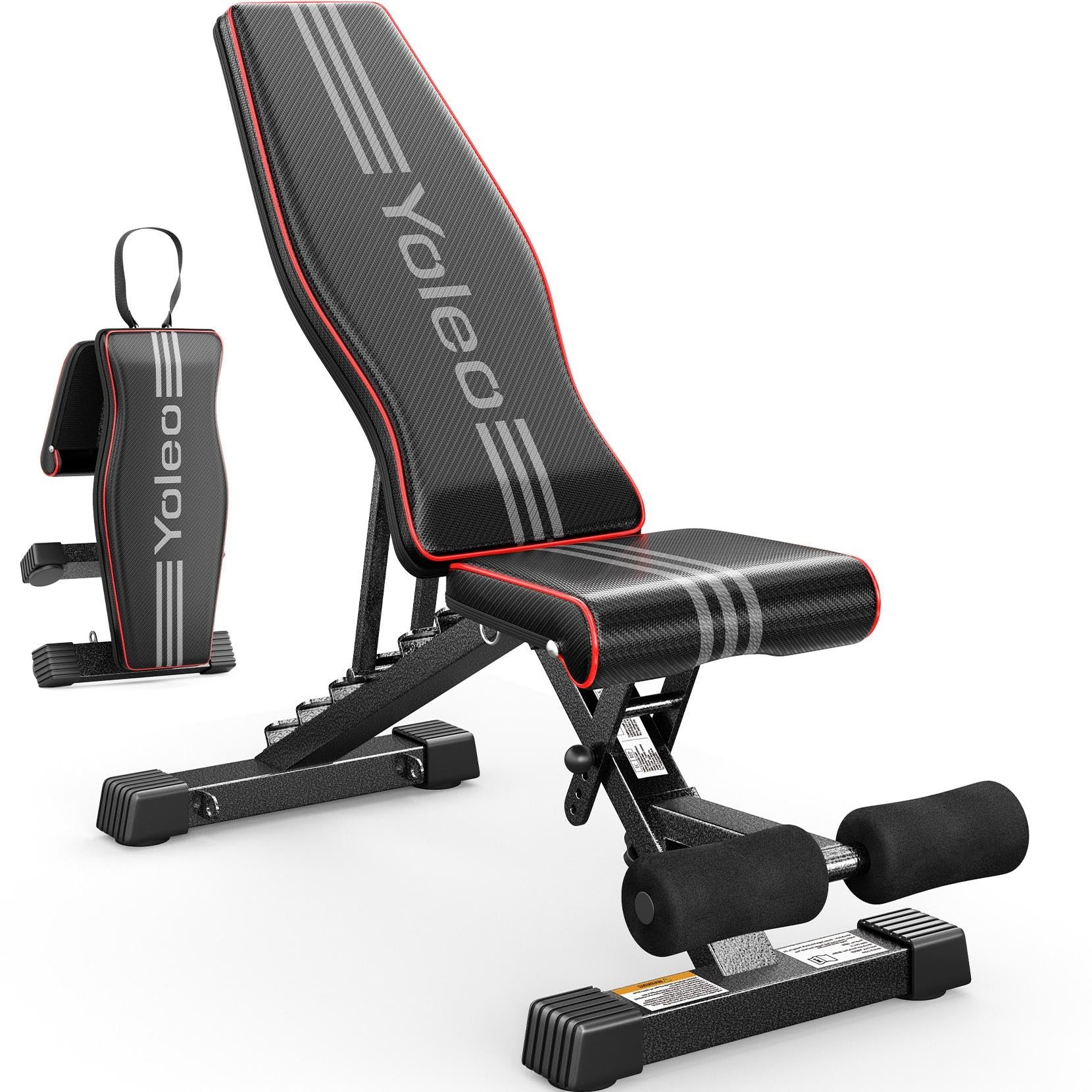 YOLEO Adjustable Weight Bench, 827LBS Foldable Workout Bench for Home Gym | 98% 