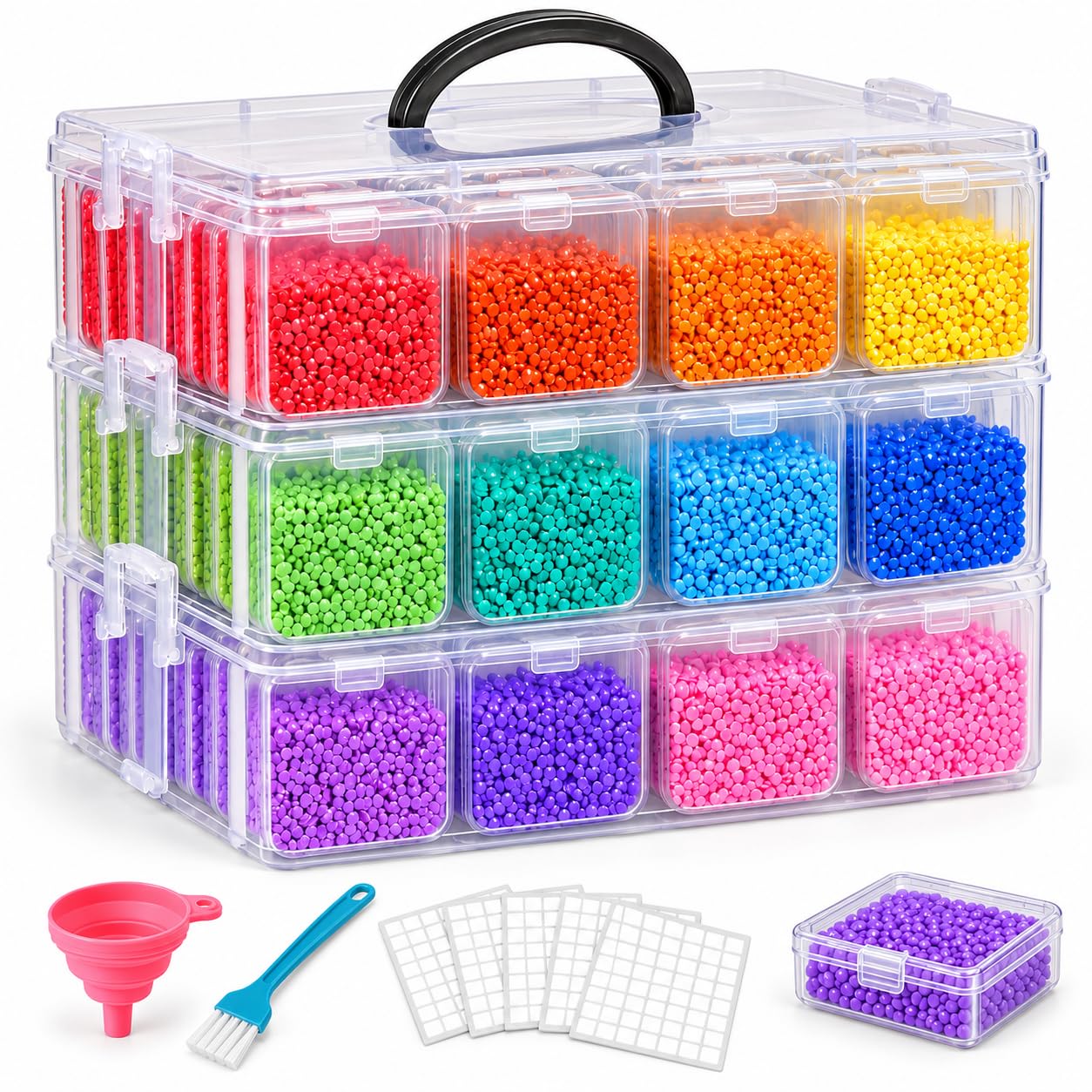 MERATIA 3-Tier Stackable Bead Organizer, 84 Grids Craft Storage Box | For diamon