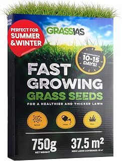 Grassias Fast Growing Grass Seed – 750g Premium Quality Lawn Seed for Overseeding & New Lawns – Hard Wearing & Pet Friendly - Perfect for UK Lawns - Winter & Defra Approved