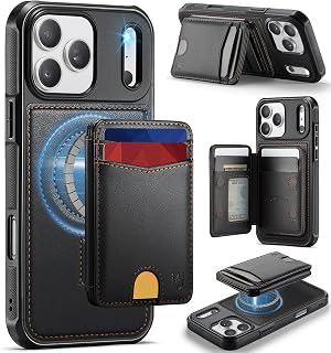 Usroom for iPhone 18 Pro Max/17 Pro Max Wallet Case Compatible with Magsafe | Magnetic RFID Blocking Card Holder, Kickstand, 2 in 1 Detachable, Wireless Charging, PU Leather, Black