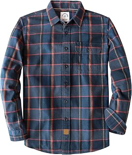 Dubinik® 6 oz Flannel Shirt for Men Long Sleeve Button Down Cotton Plaid