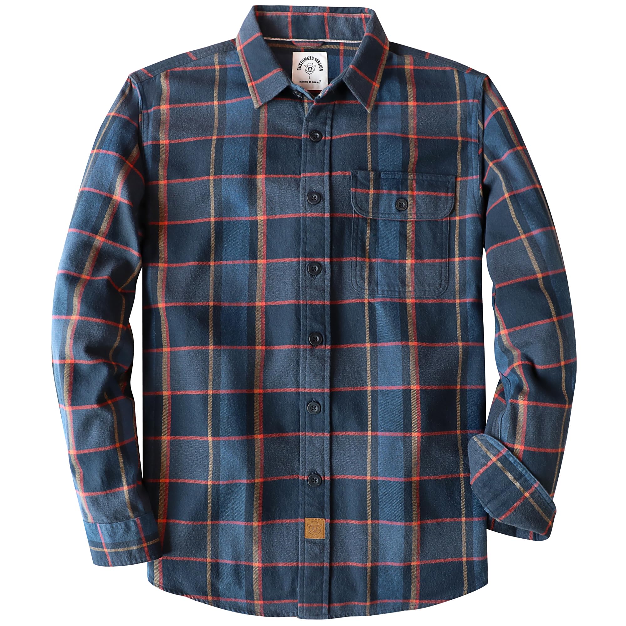 Dubinik® 6 oz Flannel Shirt for Men Long Sleeve Button Down Cotton Plaid