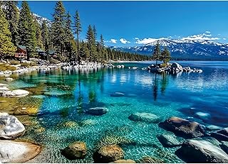 Landscape Jigsaw Puzzle 1000 Pieces Lake Tahoe Scenery with Clear Turquoise Waters, Snow-Capped Mountains & Pine Forests, Challenging & Fun Puzzle for Adults and Teens, Ideal Gift & Home Decor