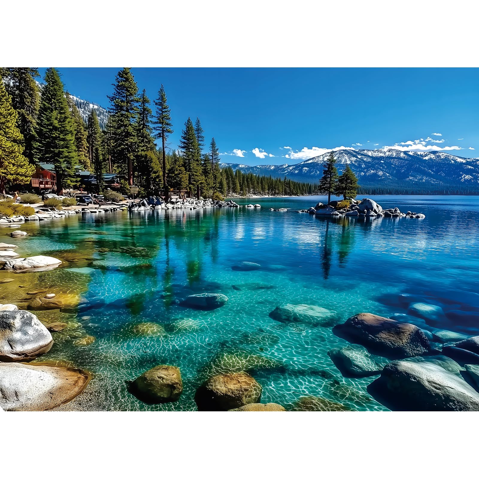 Landscape Jigsaw Puzzle 1000 Pieces Lake Tahoe Scenery with Clear Turquoise Wate