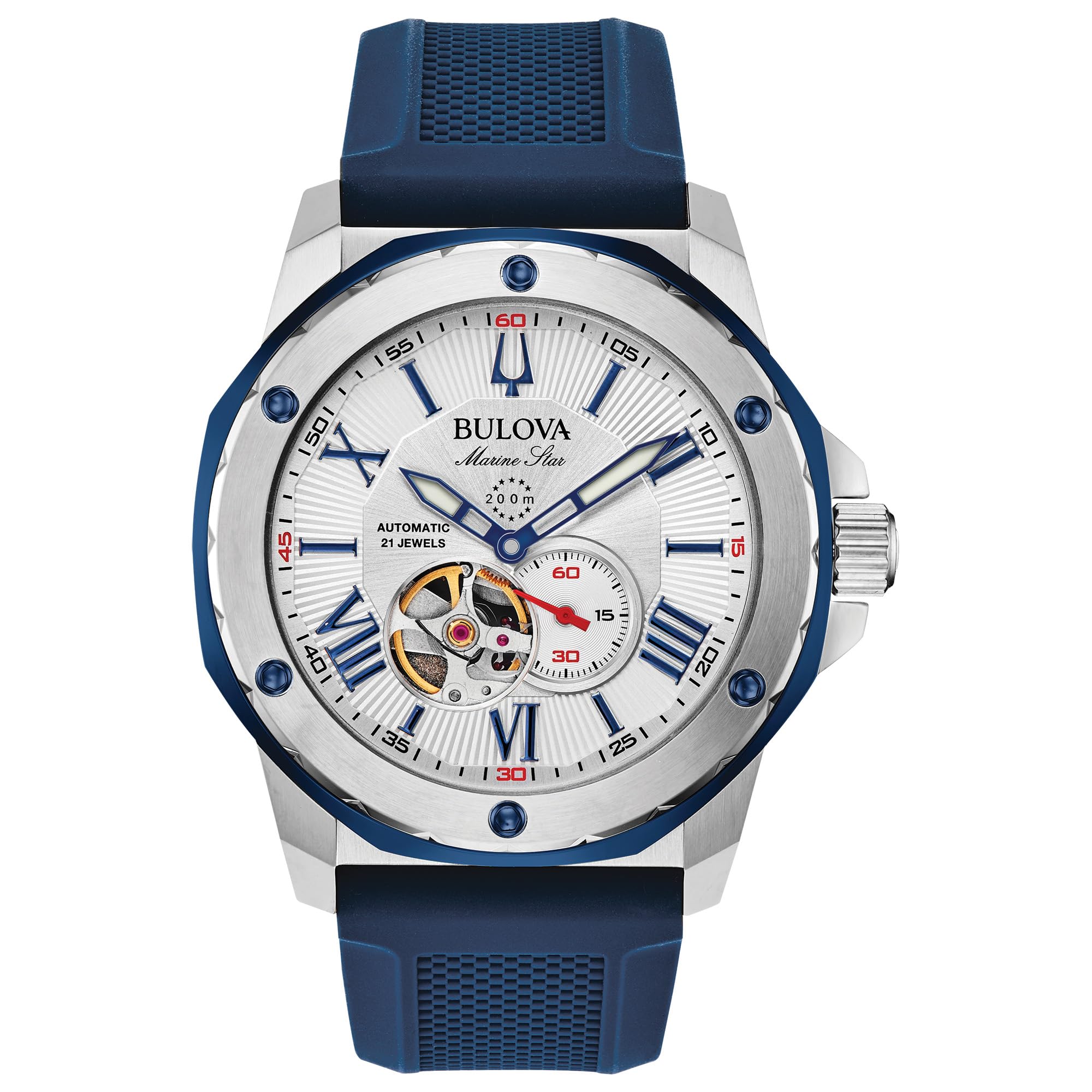 Bulova Men's Marine Star 'Series A' Automatic Stainless Steel Case with Blue Tex