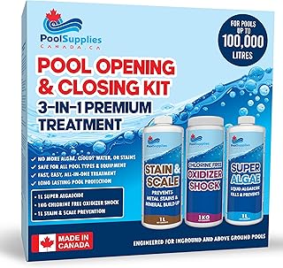 Pool Opening Kit & Closing Kit for Above Ground & Inground Pool | Complete All-in-One Treatment (100,000L) | Crystal Clear Water - Prevent Algae, Bacteria, Stains, Scale | Fast and Easy Maintenance