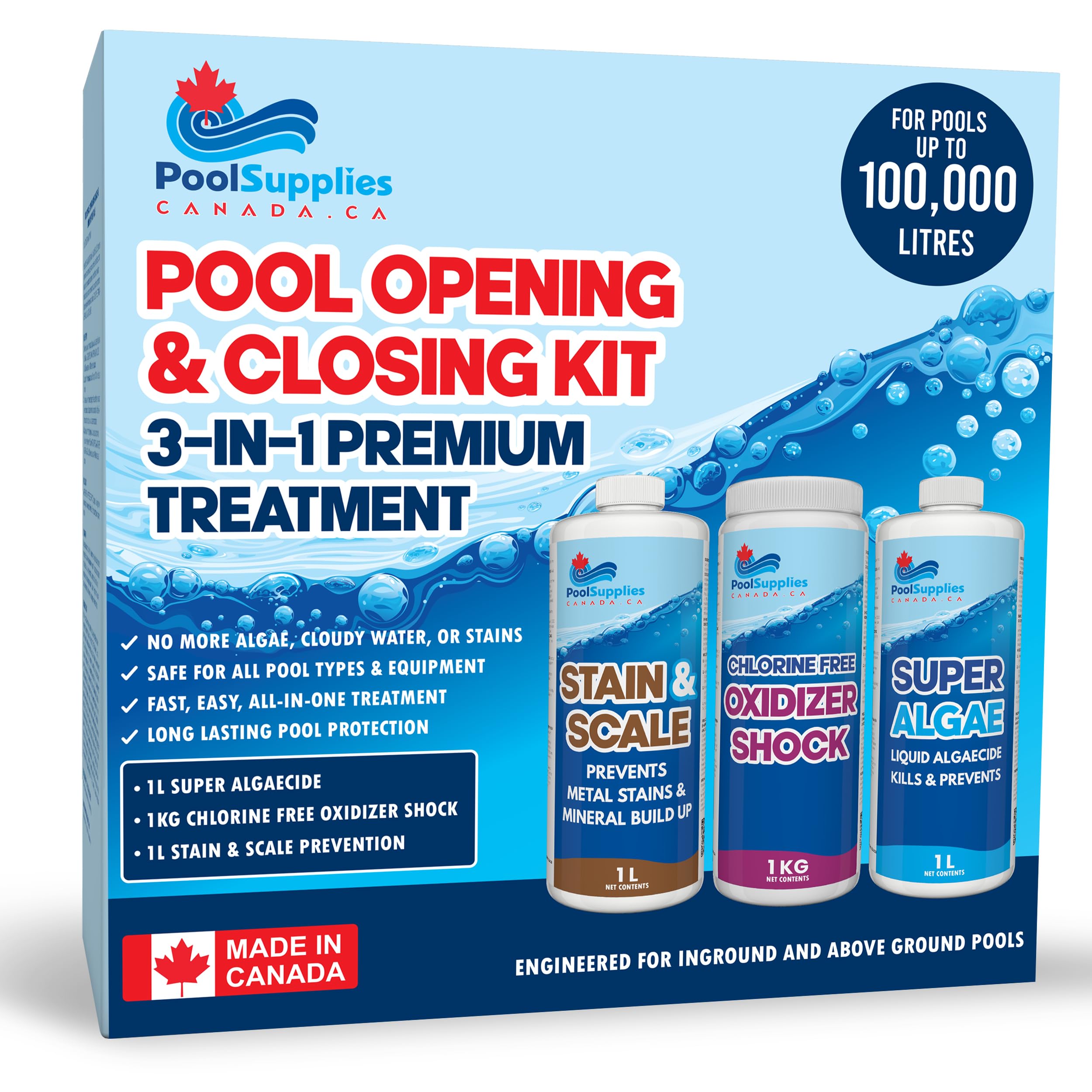 Pool Opening Kit & Closing Kit for Above Ground & Inground Pool | Complete All-i