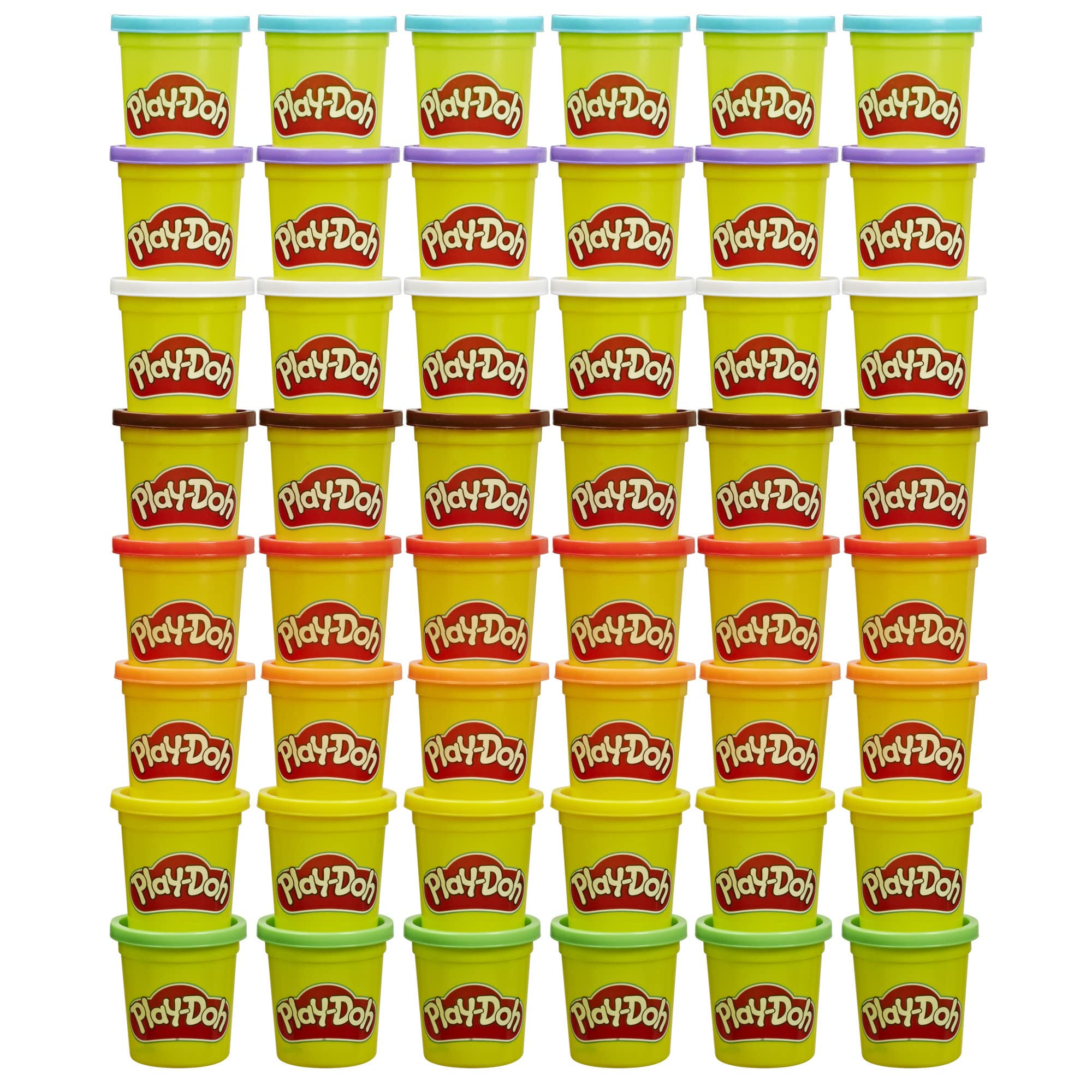 Play-Doh Bulk Pack of 48 Cans, 6 Sets of 8 Modeling Compound Colors, 3oz, Back t