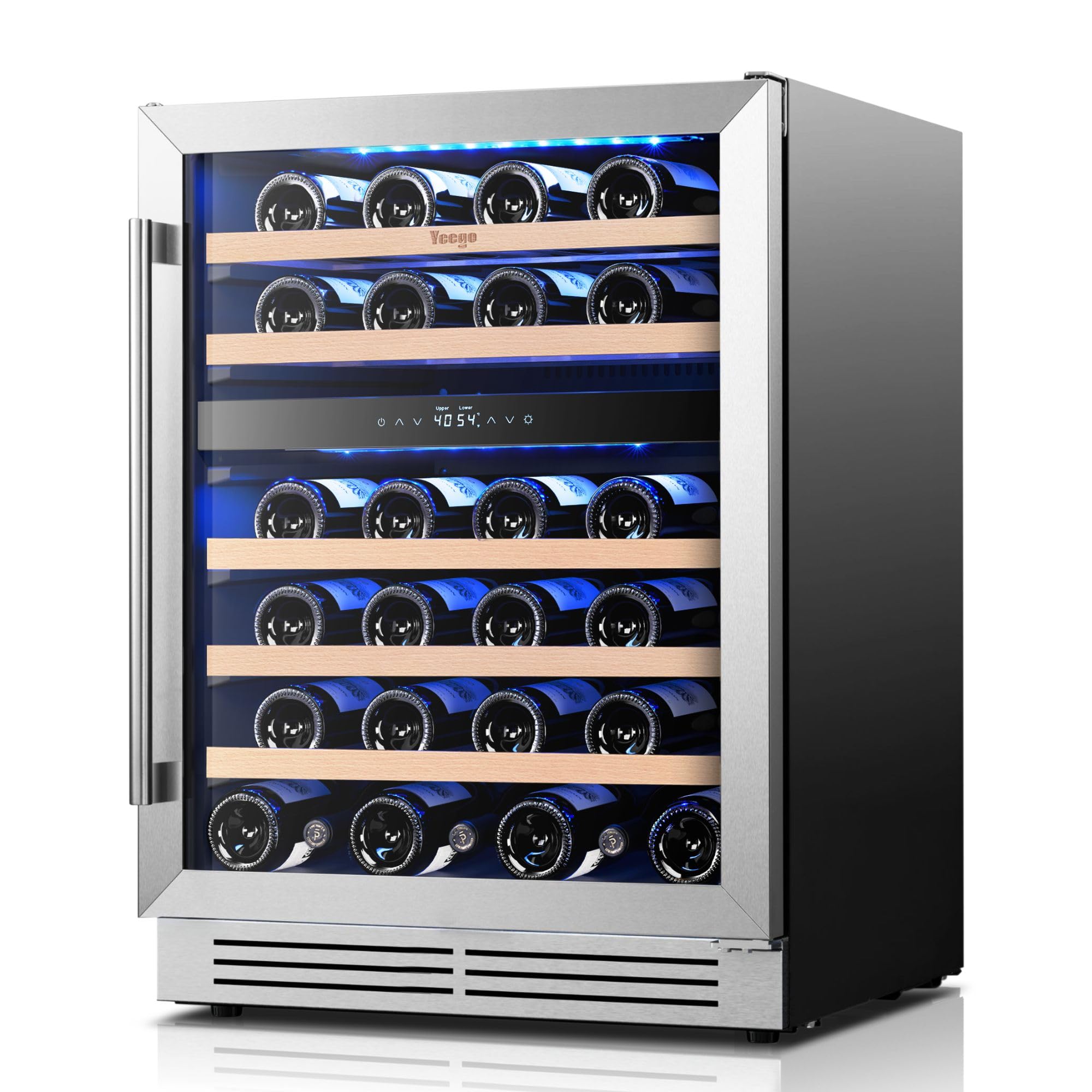 Yeego 24 Inch Dual Zone Wine Fridge with 52 Bottle | Built-In or Freestanding Wi