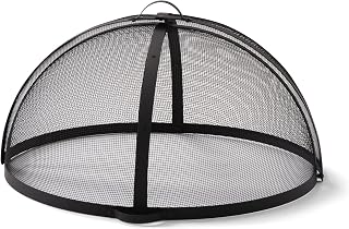SUNCREAT Outdoor Fire Pit Spark Screen Cover Accessory, Patio Round Easy-Opening Fire Mesh Screen Guard, Heavy Duty Steel Fire Pit Ember Lid with Hinge, 40 Inch