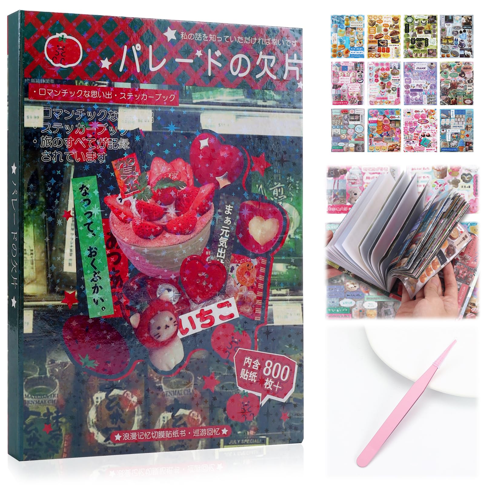 Tmtains 800+Pcs Japanese Sticker Book for Scrapbook Junk Journal (Memory) | 45 S