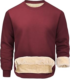 Apexshift Men's Fleece Lined Sweatshirts Winter Warm Tops Thermal Pullover