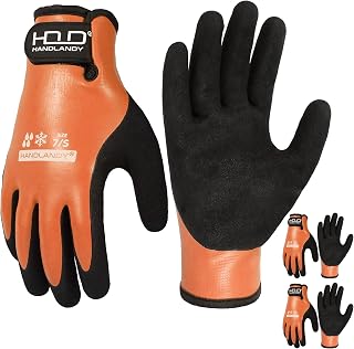 HANDLANDY 2 Pairs Waterproof Work Gloves for Cold Weather, Insulated Winter Freezer Work Gloves with Grip for Men & Women