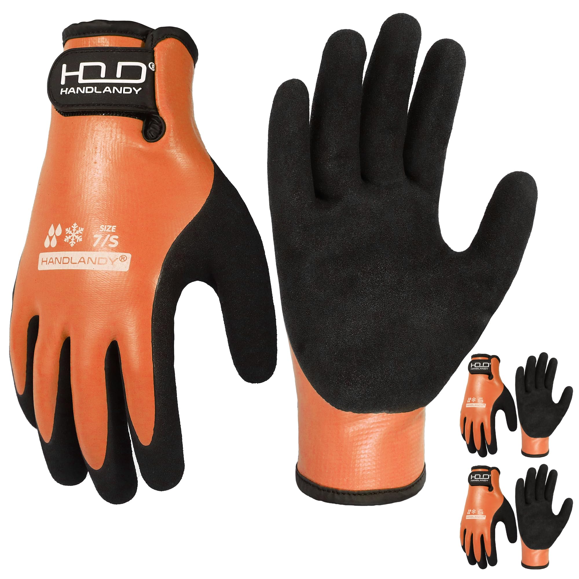 HANDLANDY 2 Pairs Waterproof Work Gloves for Cold Weather, Insulated Winter Free