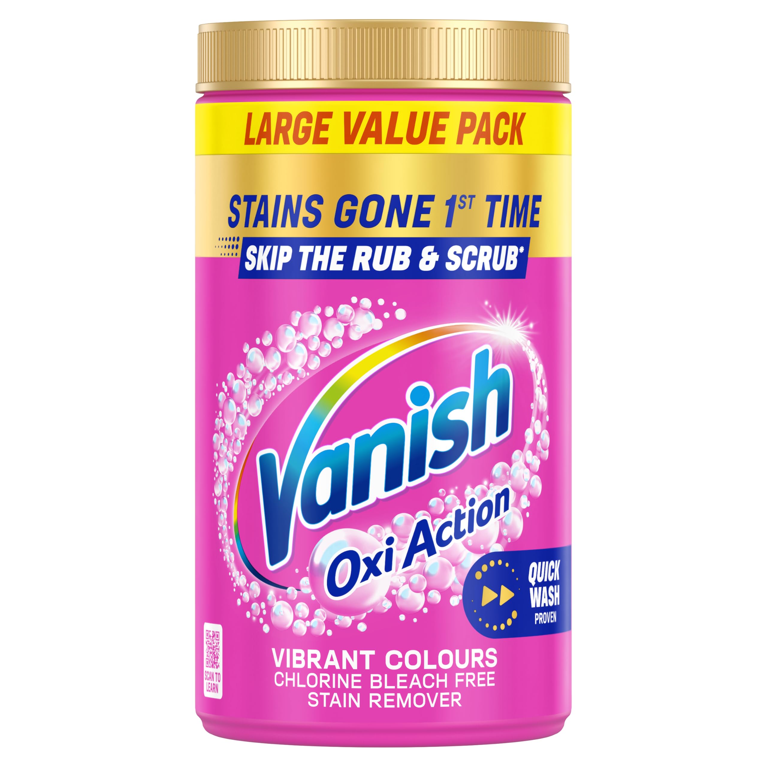 Vanish Gold Oxi Action Stain Remover Powder, 1.5kg | Safe on colours & whites, W