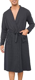 Sopesil Mens Dressing Gowns Waffle Robes Cotton Soft Luxury Bathrobe Lightweight Loungewear Sleepwear Spa and Hotel S-3XL