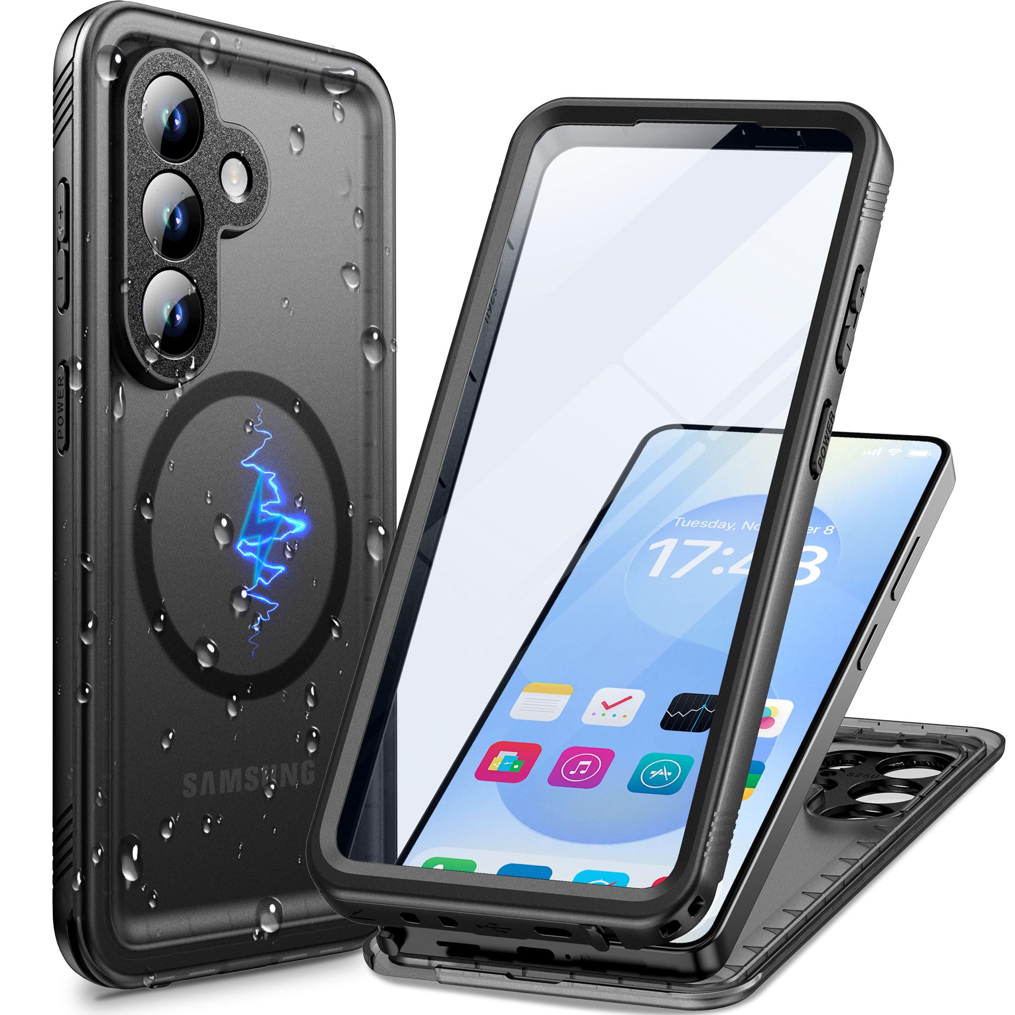 Cozycase TOP Full Waterproof 360 Military Case for Samsung Galaxy S26 Black