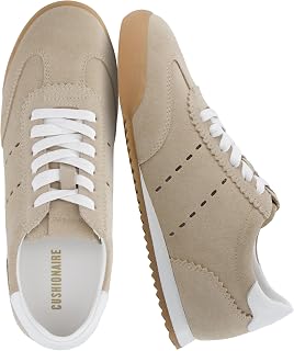 CUSHIONAIRE Topcat Genuine Leather Suede Sneakers for Women, Lightweight Everyday Casual Womens Shoes with Retro Style and Cushioned Comfort