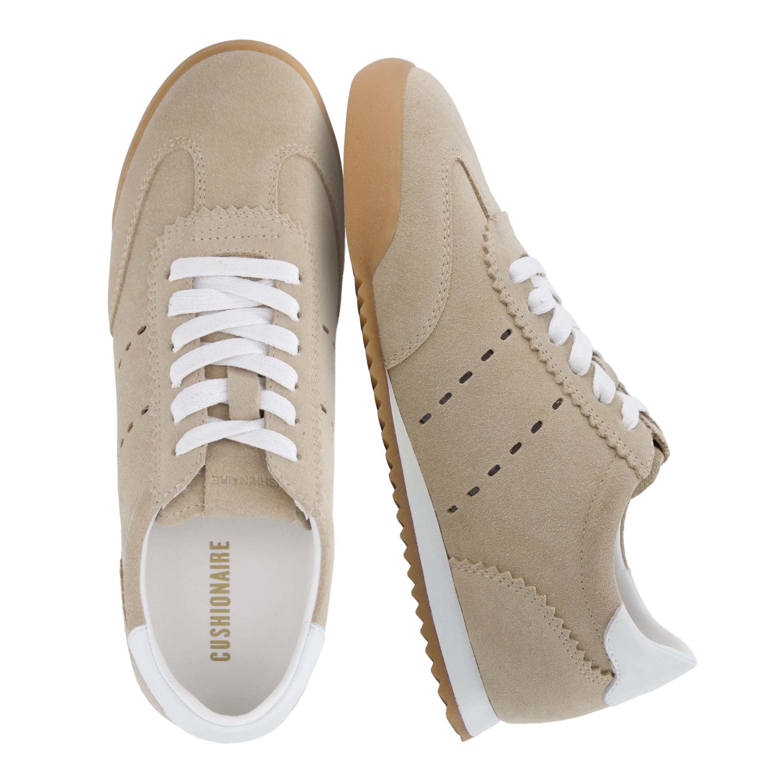 CUSHIONAIRE Topcat Genuine Leather Suede Sneakers for Women, Lightweight Everyda